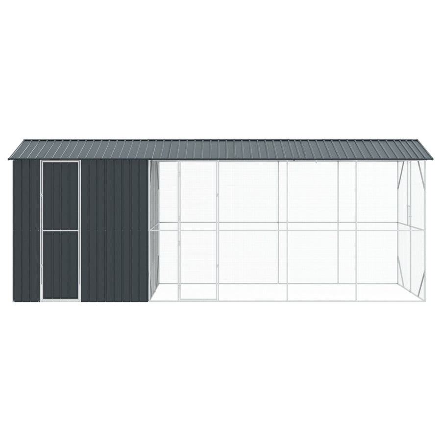 Vogelvolière Met Verlenging Antraciet 210X640X247 Cm Staal