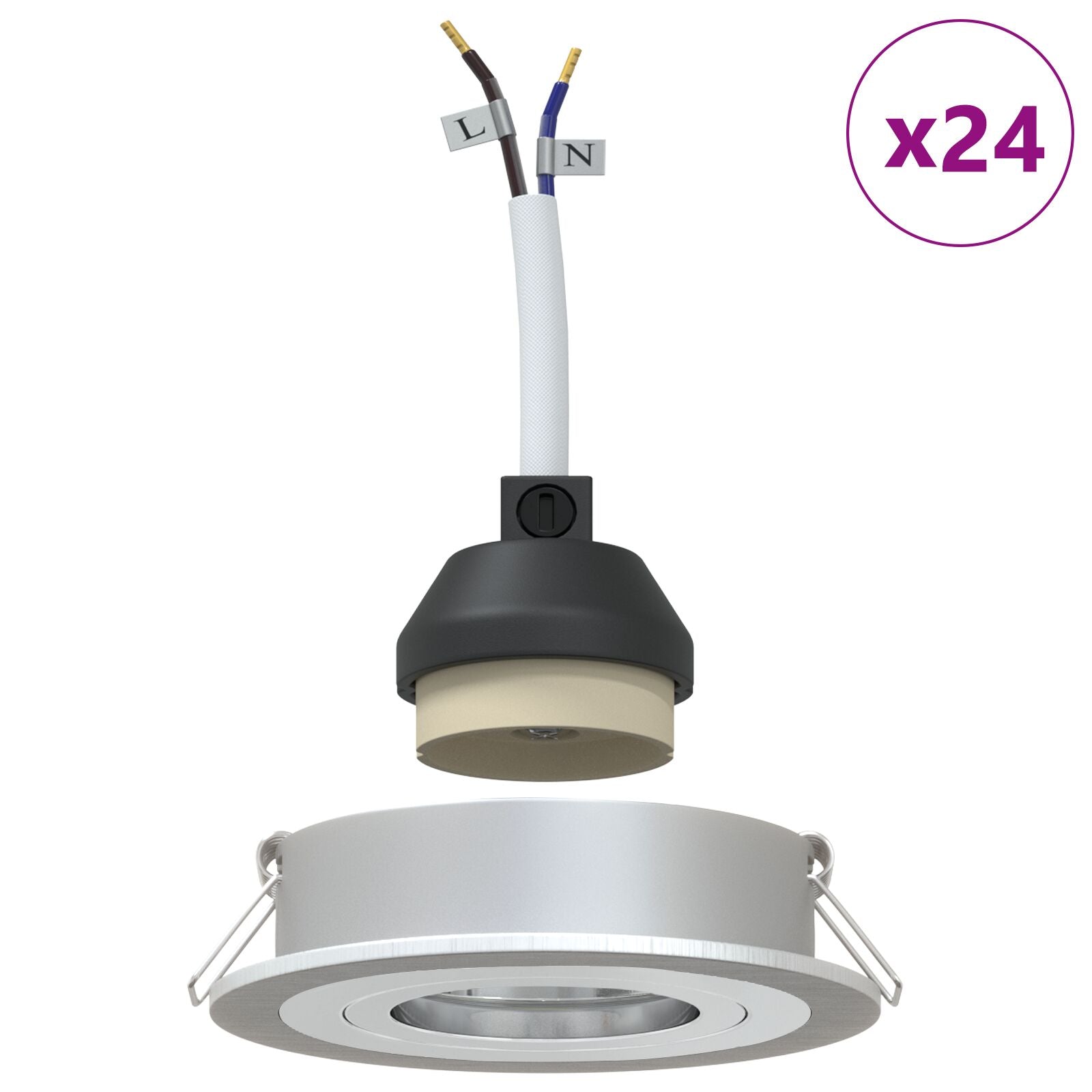 Ingebouwde Spots 24 Stuks Rond Gu10 Zilver Ø91 Mm