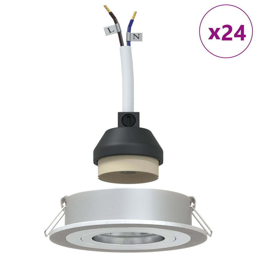 Ingebouwde Spots 24 Stuks Rond Gu10 Zilver Ø91 Mm