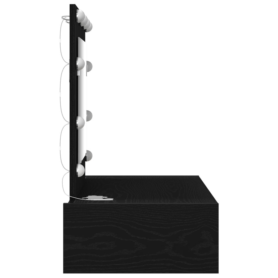 Wandmontage Kaptafel -Verlichting In 83 x 40 x 70 cm Zwart eiken met LED