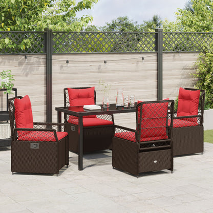 5 Delige Tuin Eetset Bruin Poly Rattan