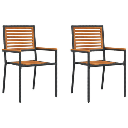 Stapelbare Tuinstoelen Met Kussens 2 Stuks Poly Rattan Zwart Hout