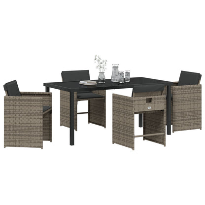 5-Delige Tuin Eettafelset Met Kussens Grijs Poly Rattan