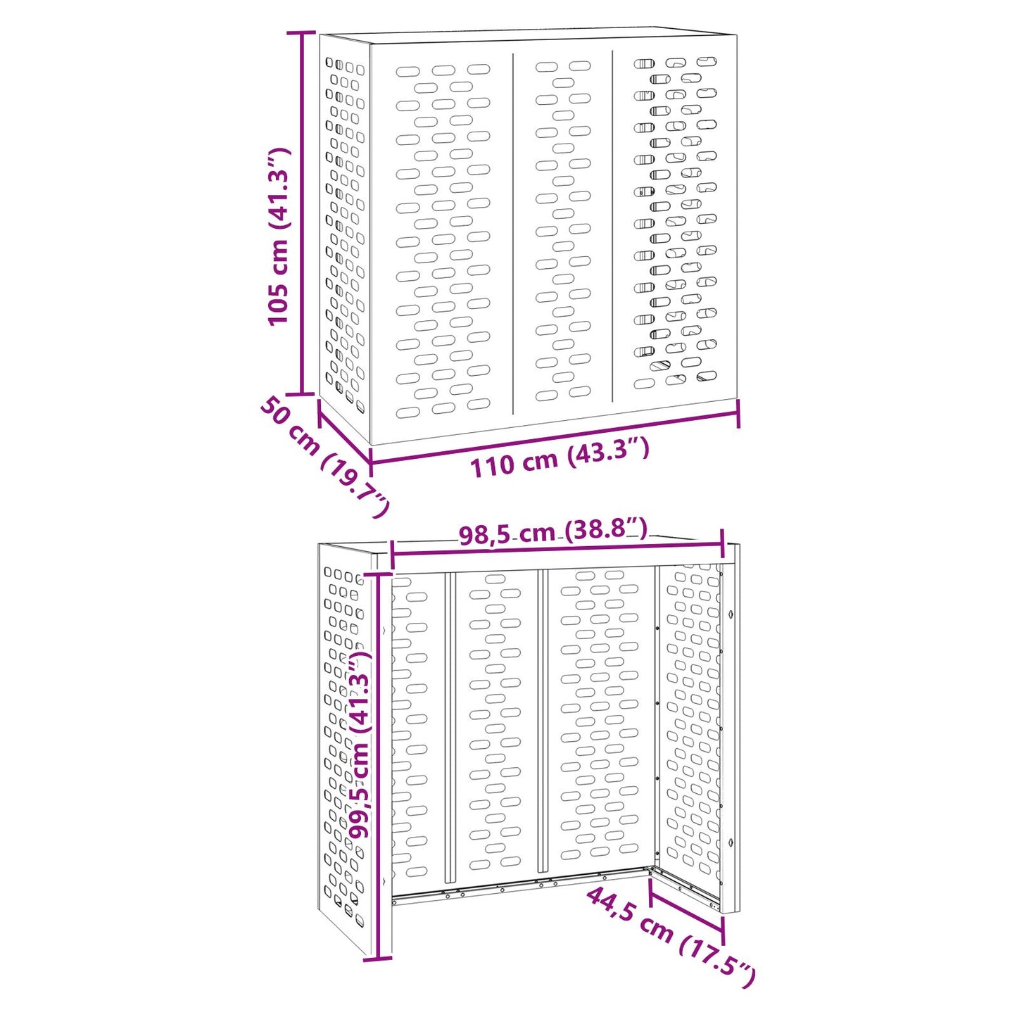 Airco Cover Roestvrijstaal 110 x 50 x 105 cm