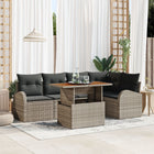 Tuin loungeset 6-delig poly rattan grijs