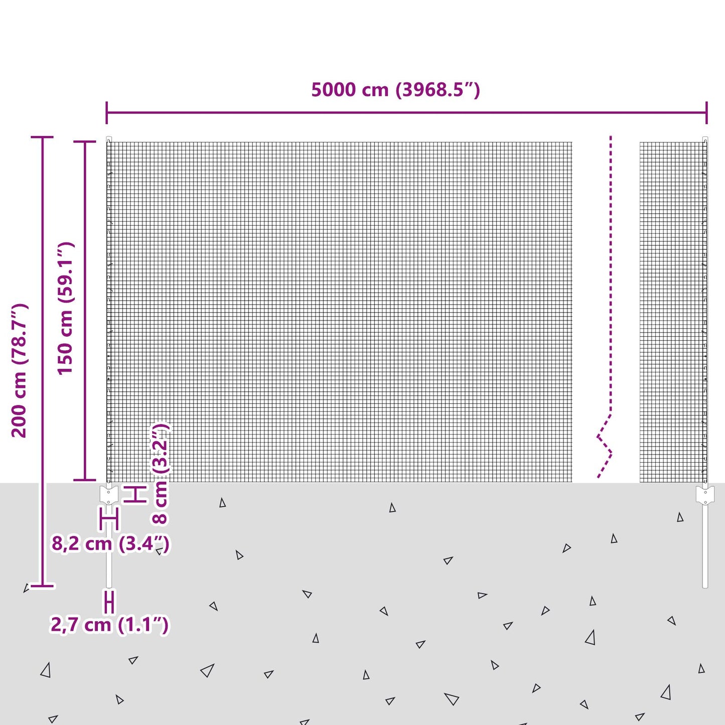 Gelast Draadhek Met 44 U Palen Grijs 1.5X50 M Staal