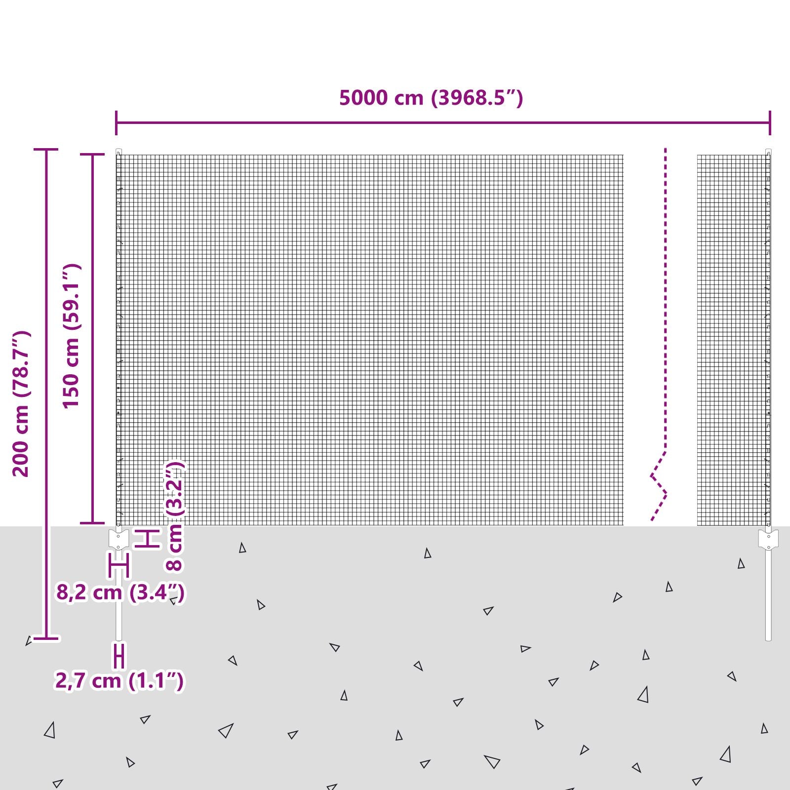 Gelast Draadhek Met 44 U Palen Grijs 1.5X50 M Staal