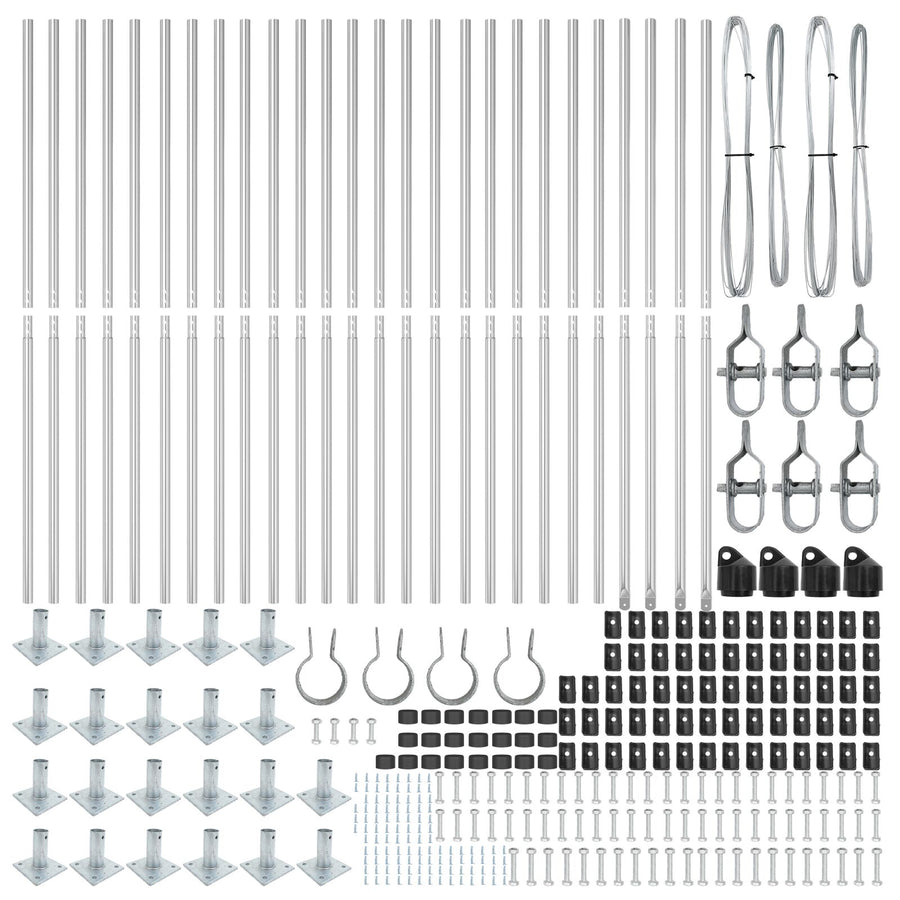 Hekpalen Set Van 52 3.2 X 3.2 X 83.5 Cm Gegalvaniseerd Staal 160 cm 26x betonnen paal