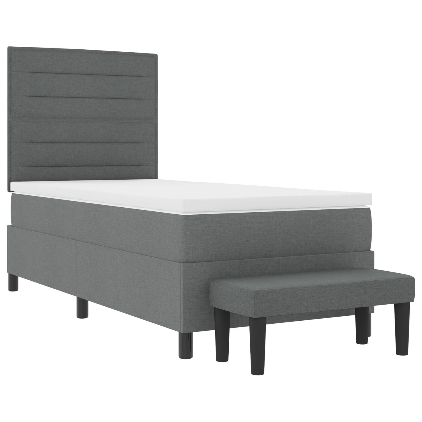 Boxspringbed Met Matras & Bank Stof Donkergrijs 90 x 200 cm Lijnen ontwerp