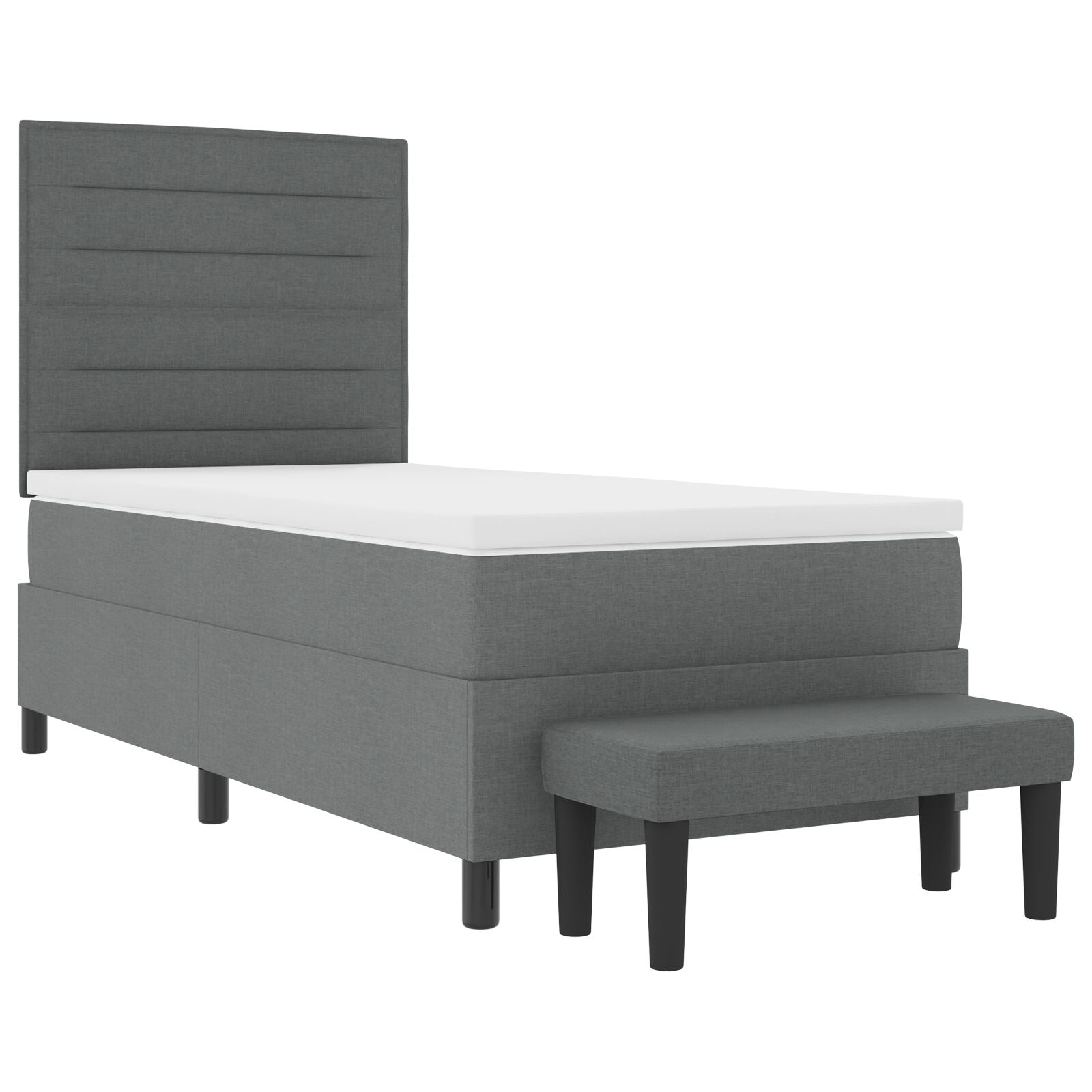 Boxspringbed Met Matras & Bank Stof Donkergrijs 90 x 200 cm Lijnen ontwerp