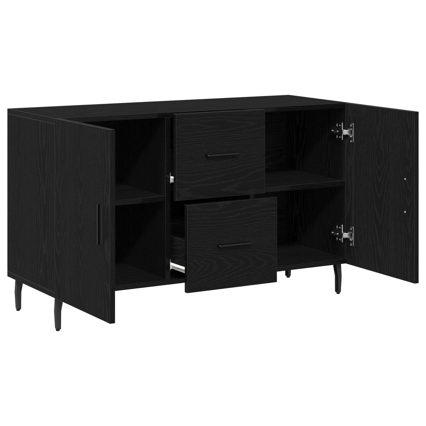 Dressoir Zwart Eiken 100X36X60 Cm Geperst Hout