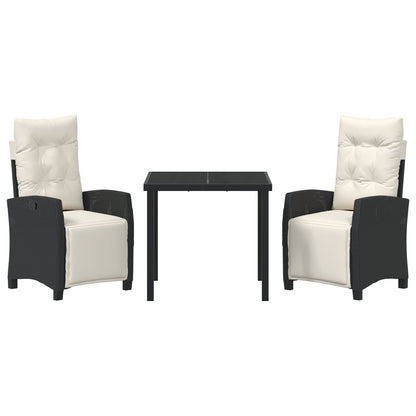 Set Van 2 Zwart, Crème Wit Pe Rattan, Poedergecoat Staal 2-Zits