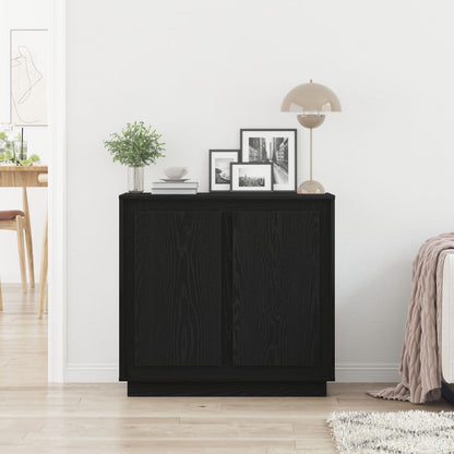 Sideboard Zwart Eiken 80X34X75 Cm Gelaagd Hout