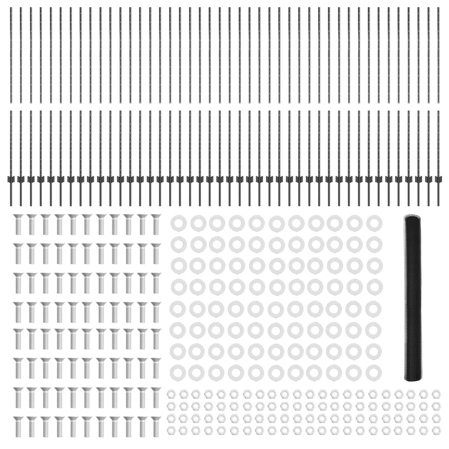 Hekpalen 22 Stuks U-Kanaal Grijs 150 Cm Staal,  Zeshoekig Hek Grijs 1.5X100 M Staal