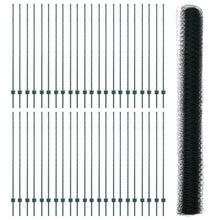Hekpalen 11 stuks U-kanaal Groen 160 cm Staal, vidaXL Hexagonaal hek Groen 1,6x100 m Staal