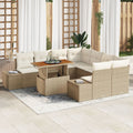 Loungeset poly rotan 9-delig beige
