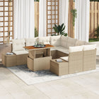 Loungeset poly rotan 9-delig beige