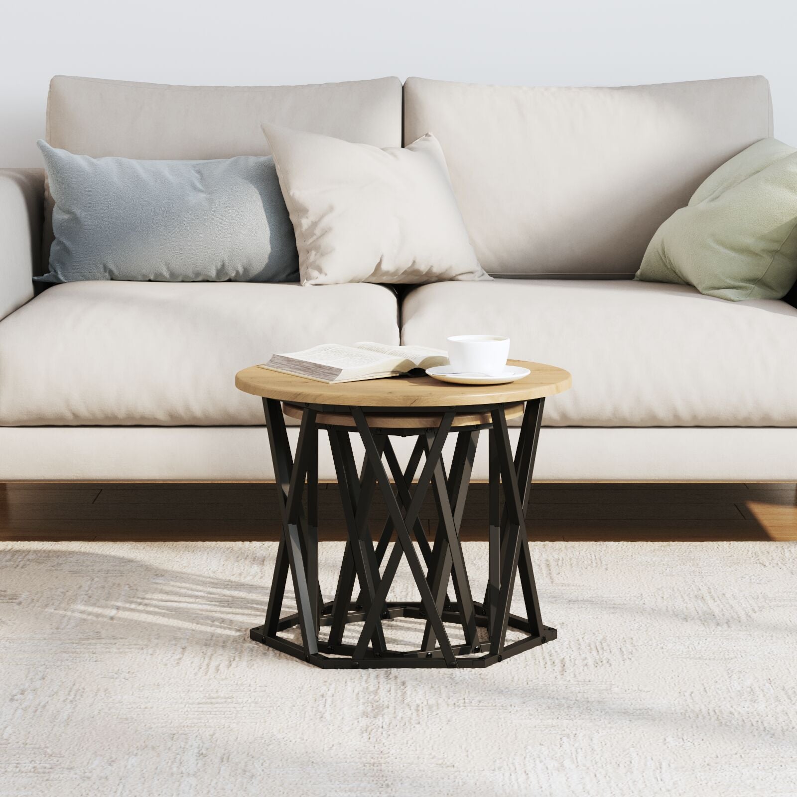 Nesting Bijzettafels 2 Stuks Artisan Eiken Houten Ambachtelijk eiken
