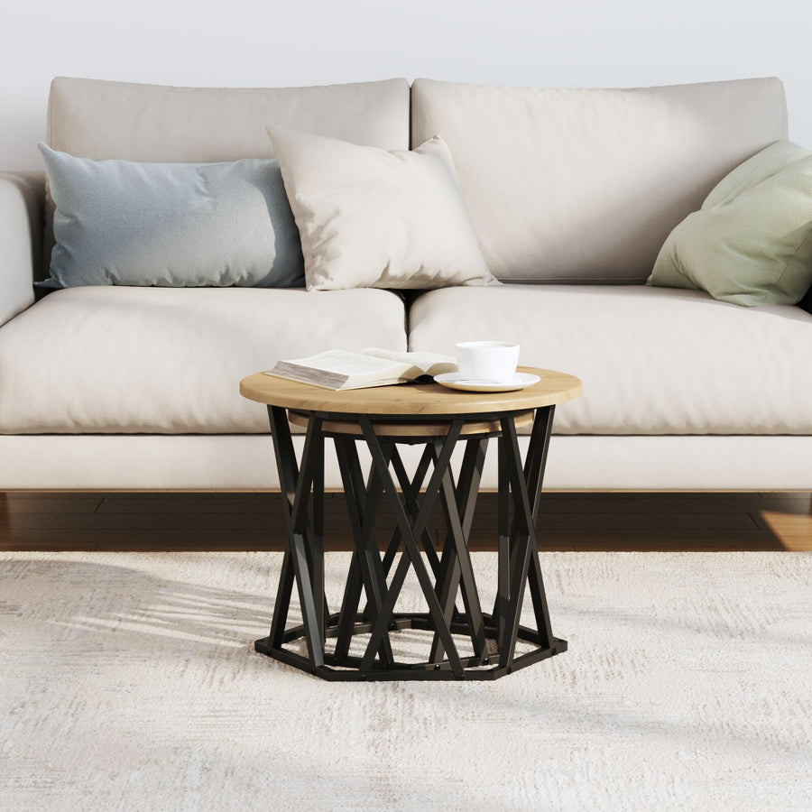 Nesting Bijzettafels 2 Stuks Artisan Eiken Houten Ambachtelijk eiken