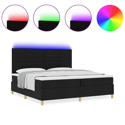 Boxspring Bed Zwart Stof 200 X 200 Cm Duurzaam Zwart Bedframe Blauw
