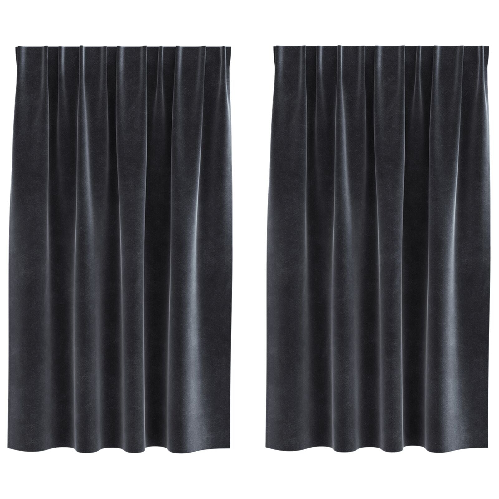 Zwarte Uitvouwgordijnen Met Toplint 2 Stuks Velvet Donkergrijs 140 x 140 cm met ingenaaide tape