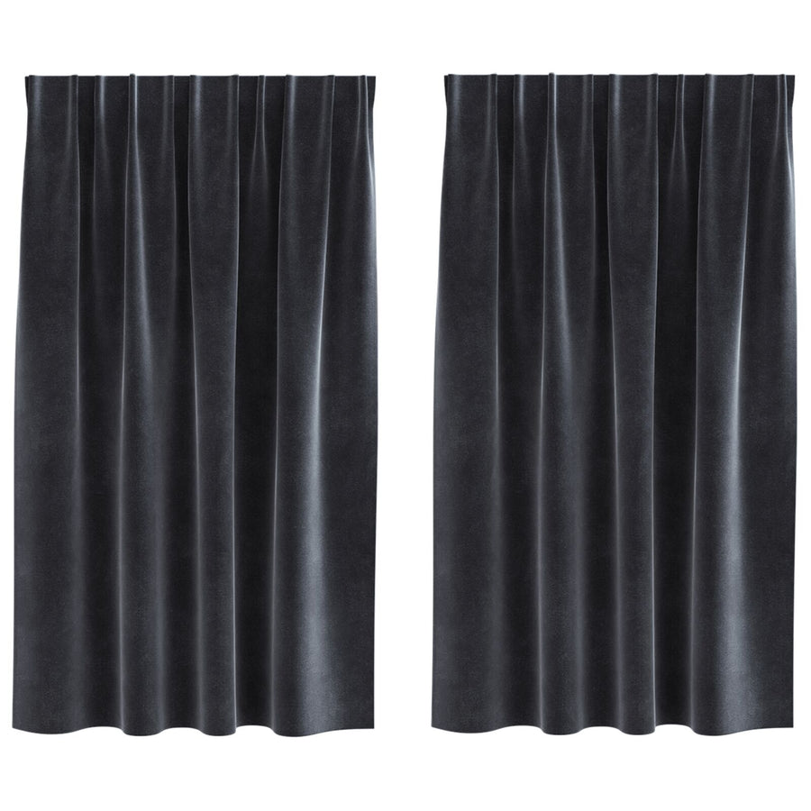 Zwarte Uitvouwgordijnen Met Toplint 2 Stuks Velvet Donkergrijs 140 x 140 cm met ingenaaide tape