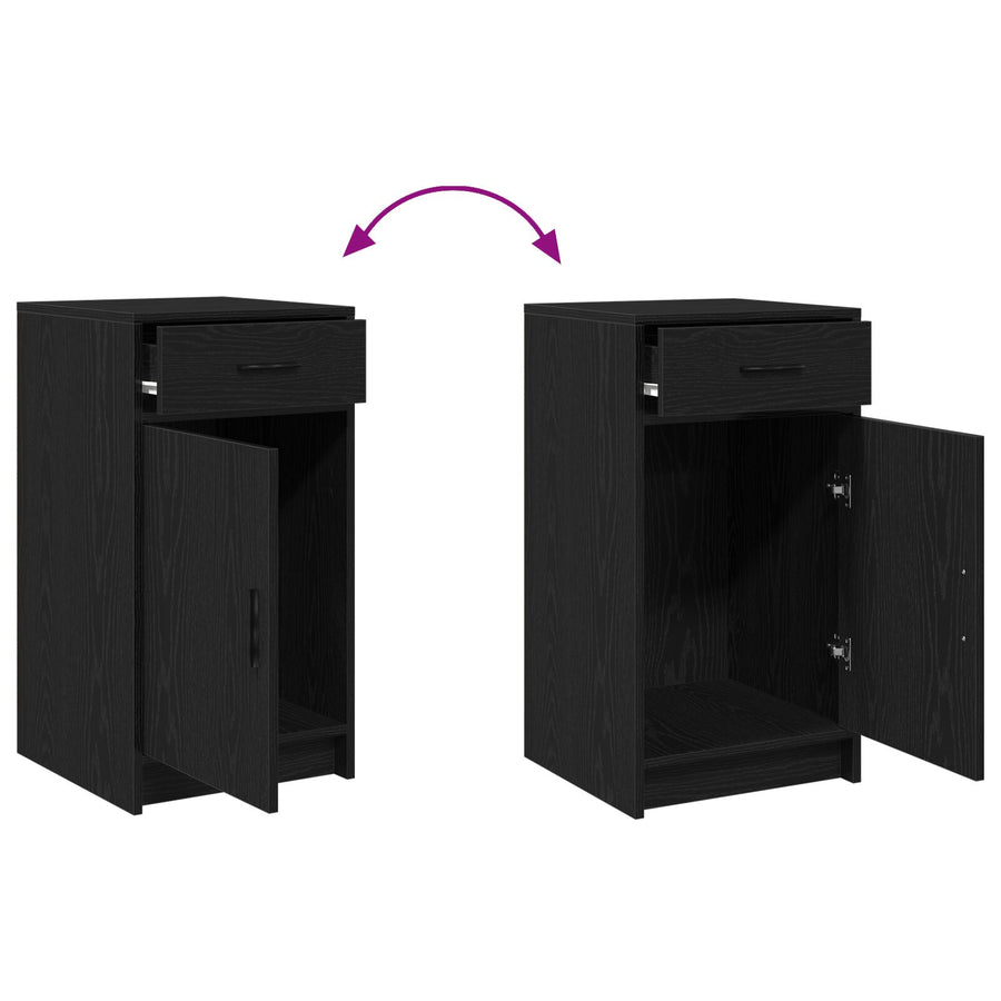3-Delige Make-Up Tafel Set Met Led - Zwart Geëngineerd Hout