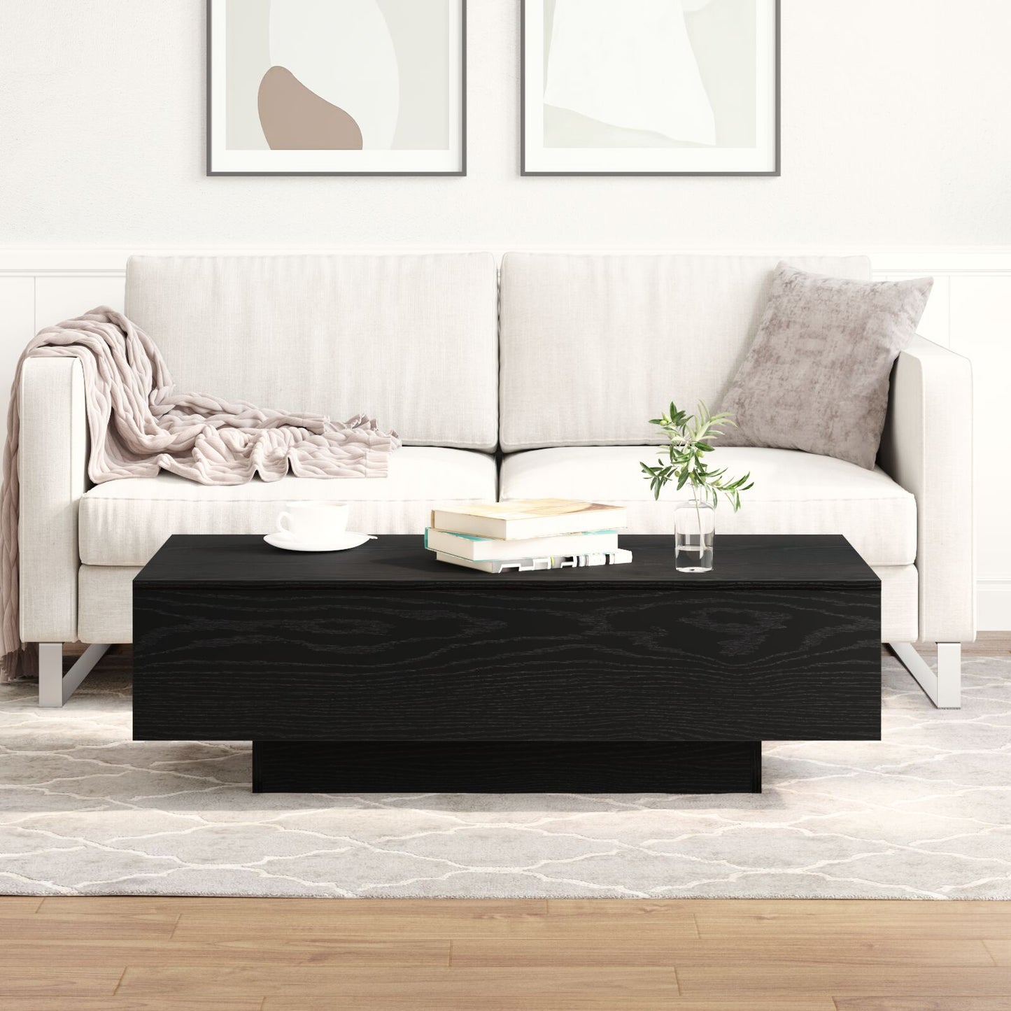 Salontafel Zwart Eiken 100X30X36,5 Cm Bewerkt Hout