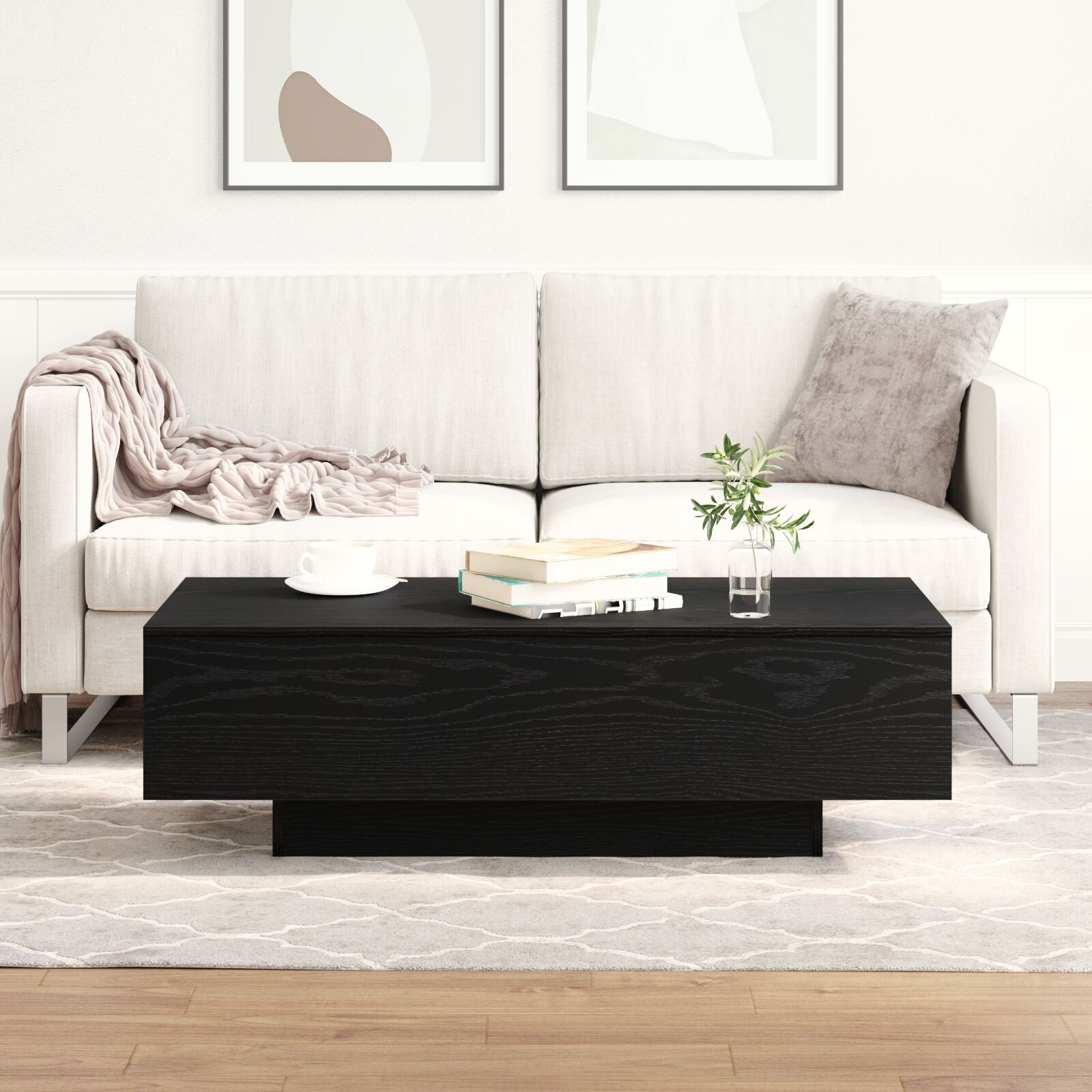 Salontafel Zwart Eiken 100X30X36,5 Cm Bewerkt Hout