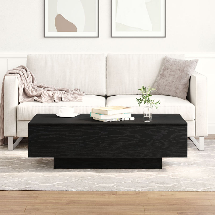 Salontafel Zwart Eiken 100X30X36,5 Cm Bewerkt Hout