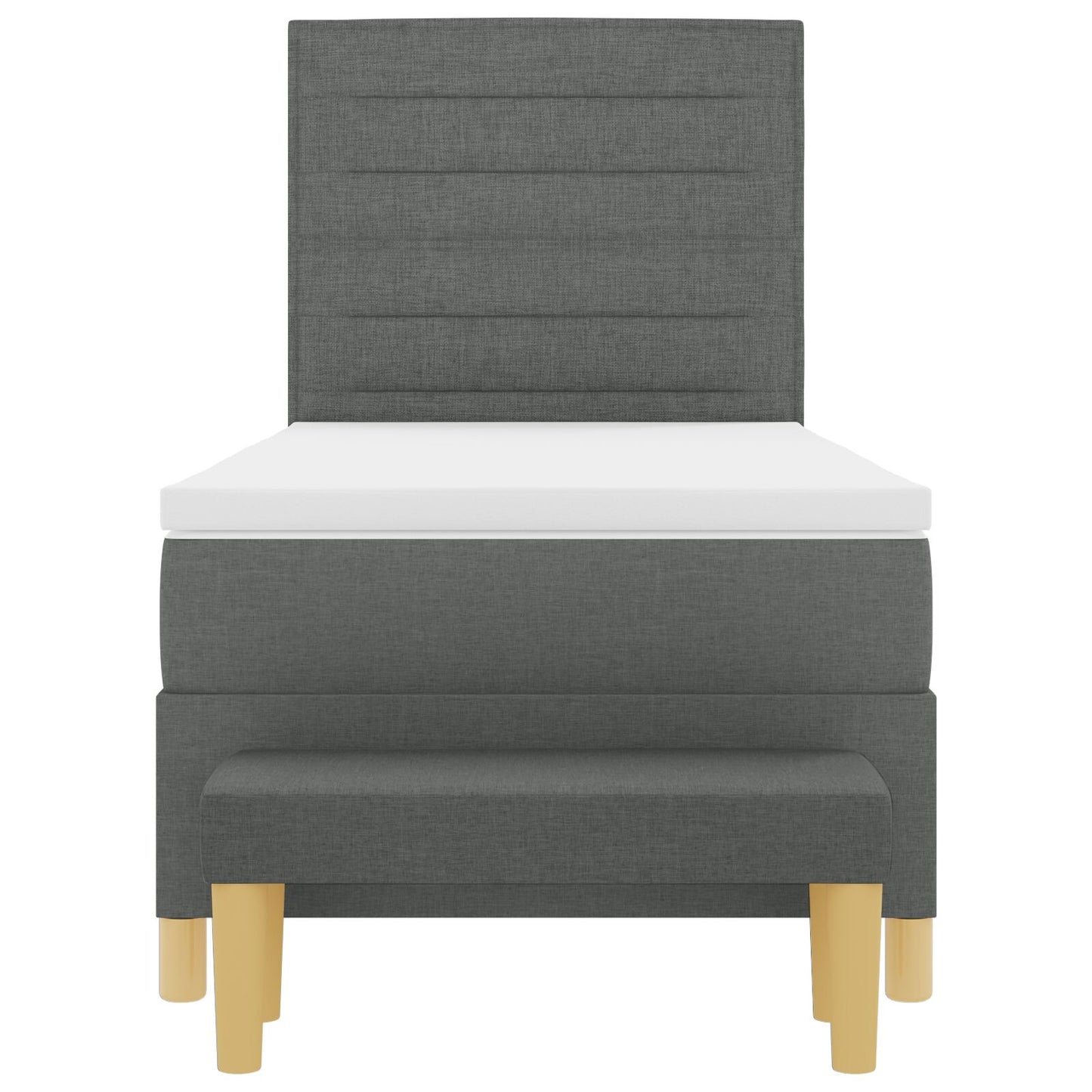 Boxspring Bed Met Matras & Bank Stof Donkergrijs 90 x 190 cm Lijnen ontwerp