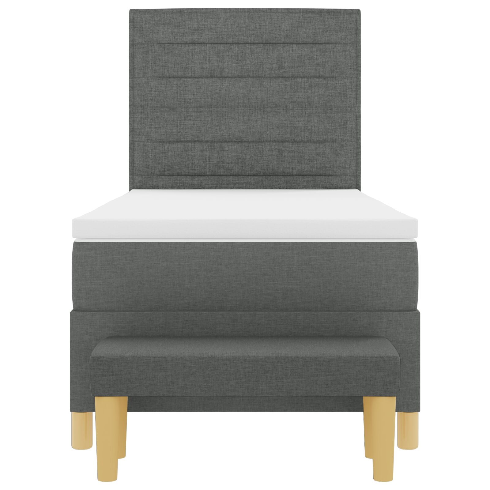 Boxspring Bed Met Matras & Bank Stof Donkergrijs 90 x 190 cm Lijnen ontwerp