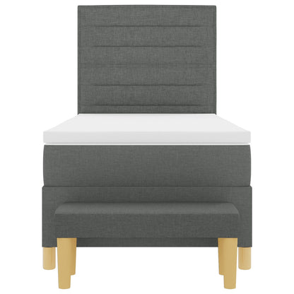 Boxspring Bed Met Matras & Bank Stof Donkergrijs 90 x 190 cm Lijnen ontwerp