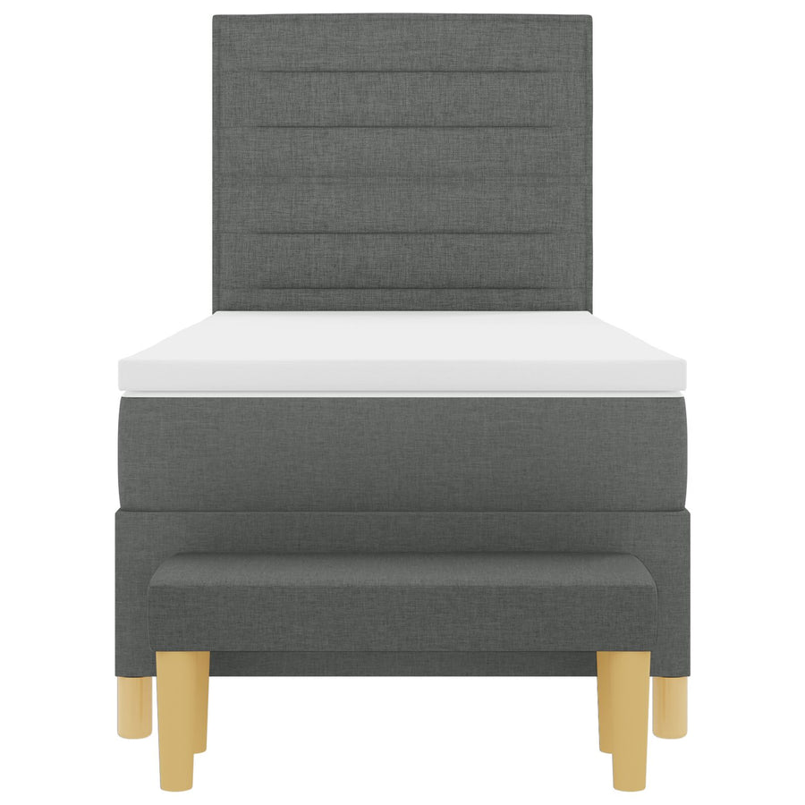 Boxspring Bed Met Matras & Bank Stof Donkergrijs 90 x 190 cm Lijnen ontwerp