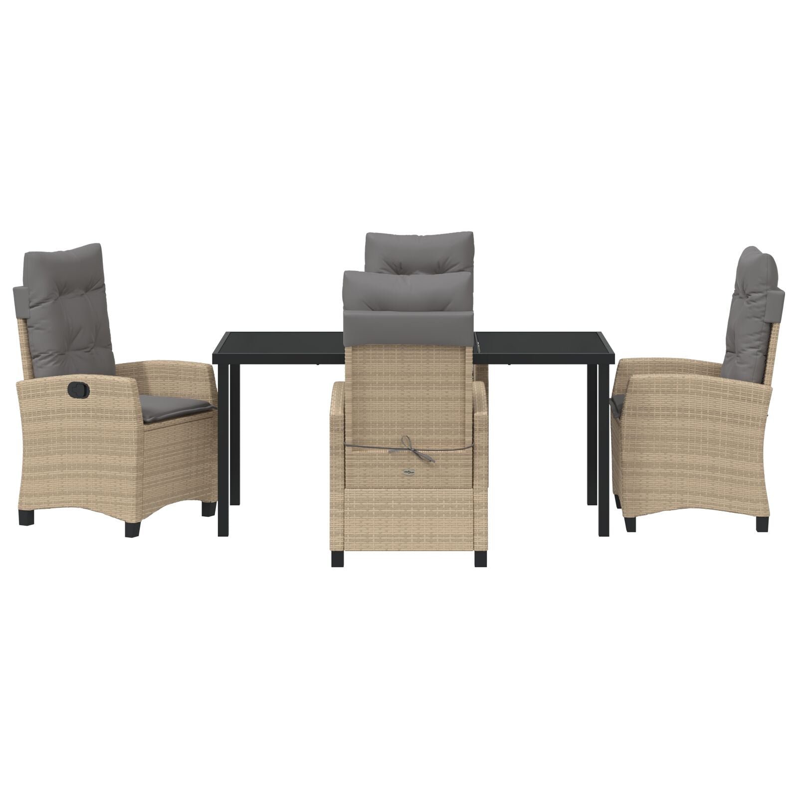 5-Delige Tuin Eettafelset Met Kussens Beige Poly Rattan