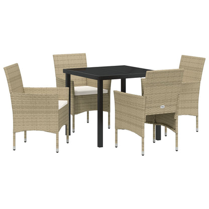 5-Delige Tuin Eetset Beige Poly Rattan