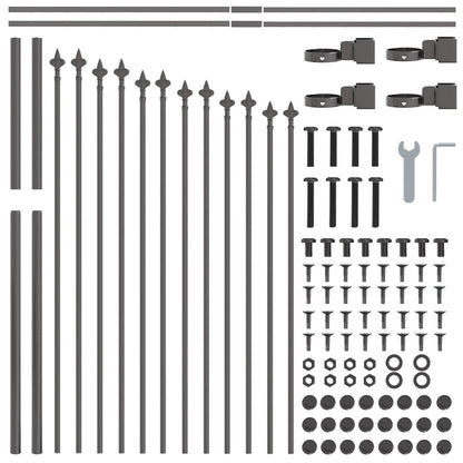 Tuinhek Met Hoektop 10,2X1 M Staal Grijs 10.2 m 75-100 cm