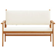 Tuinbank acaciahout 120x60x79 cm met kussens crème