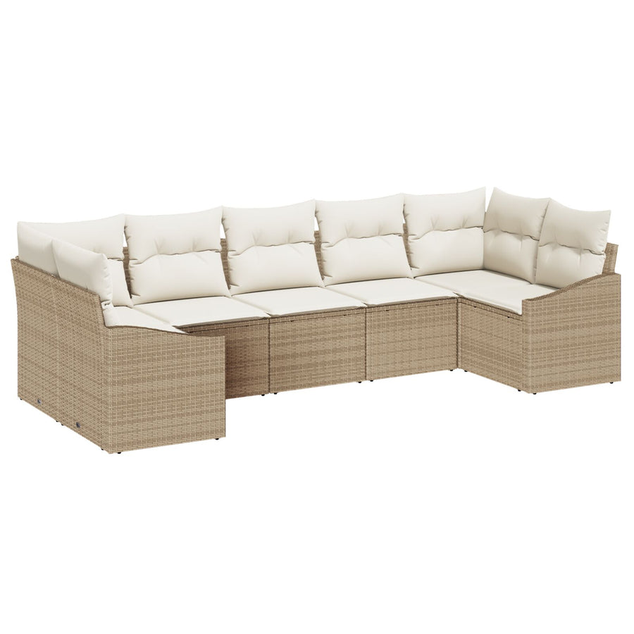 Tuin Sofa Set Set Van 7 Beige Rattan Tuin Sofa Rechthoekig