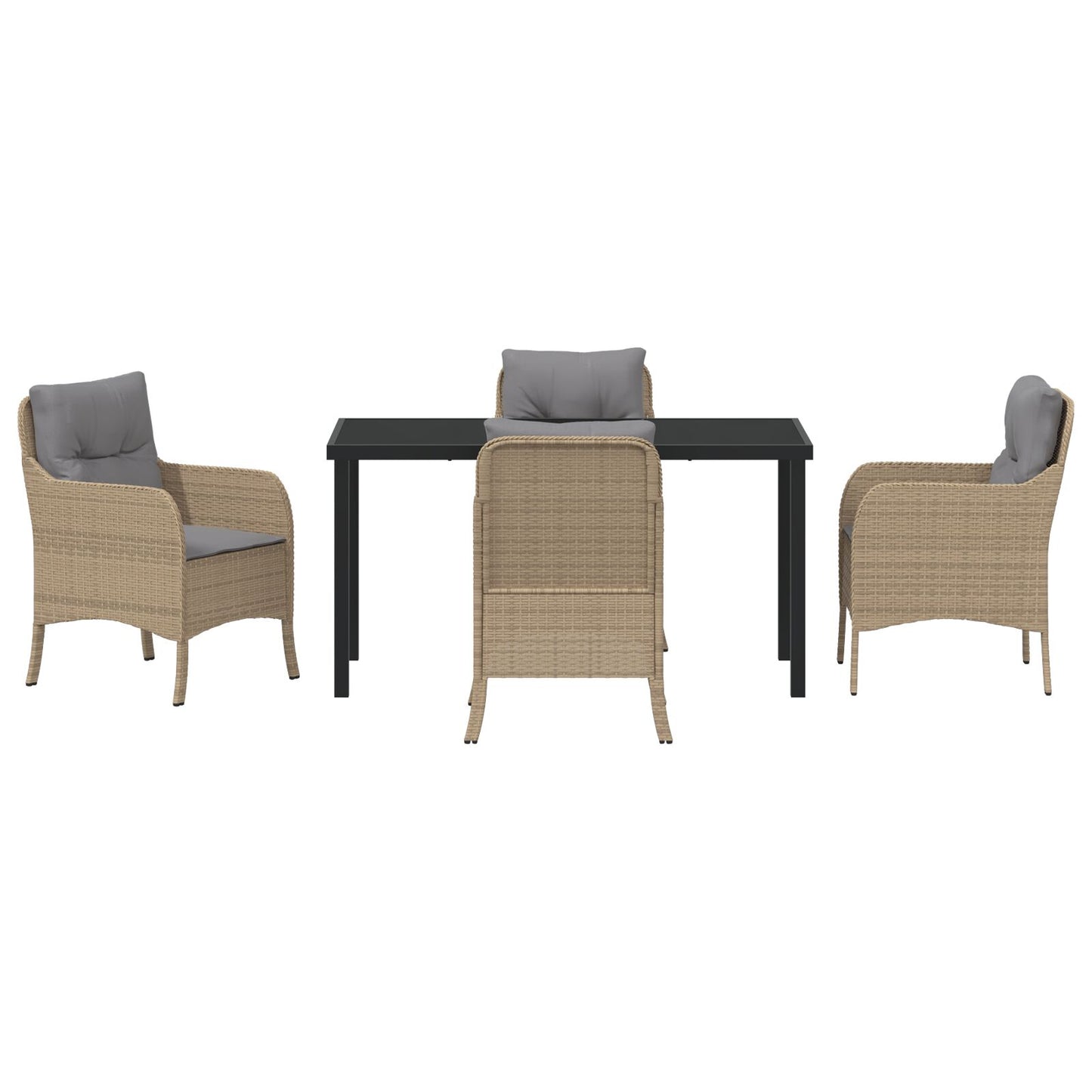 5-Delige Tuin Eetset Met Kussens Beige Poly Rattan