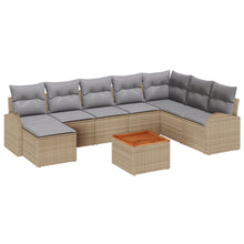 9-Delige Tuinbank Set Met Kussens Beige Poly Rattan Acacia