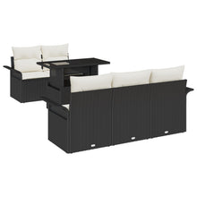 6-Delige Tuin Sofaset Met Kussens Zwart Poly Rattan