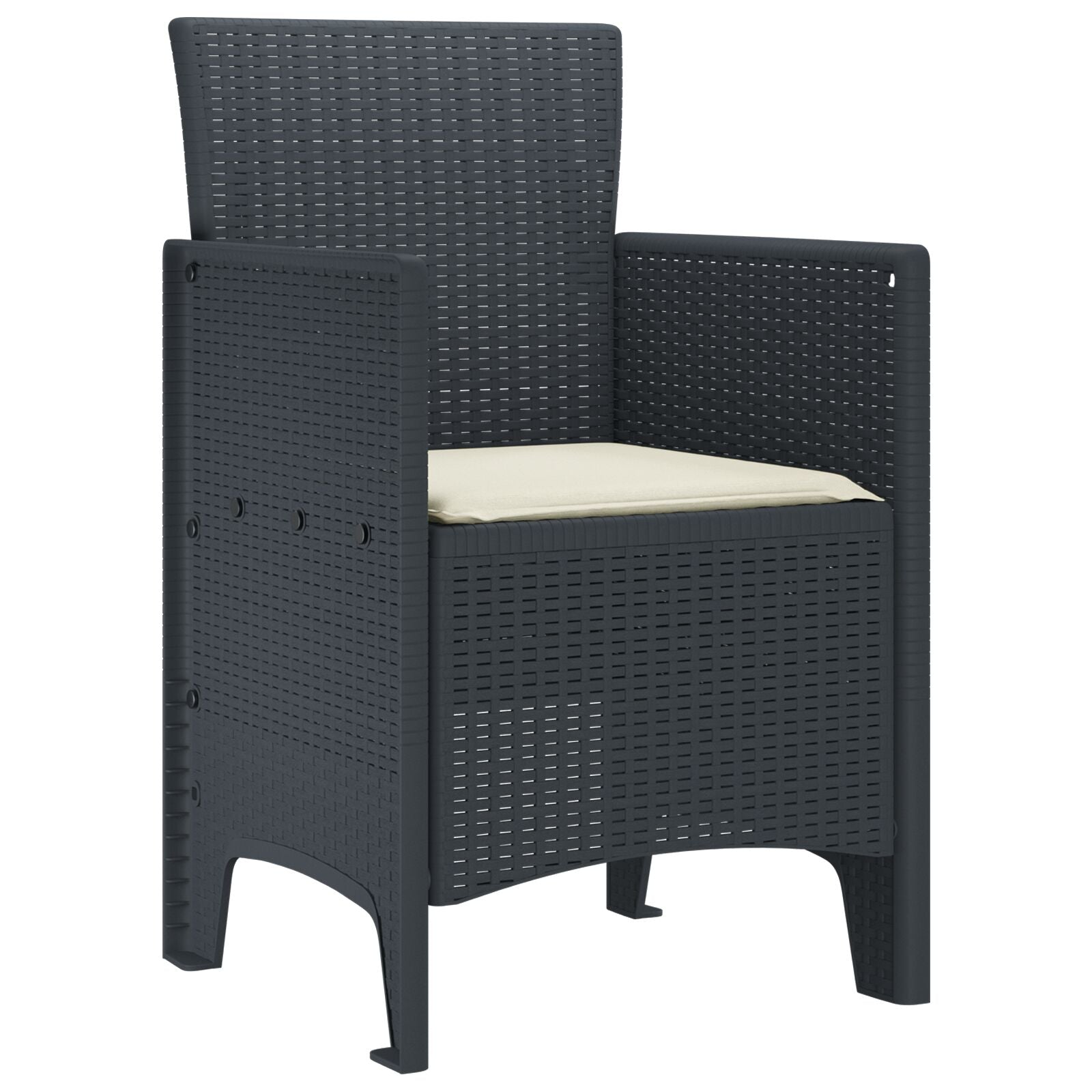 Tuinstoel Set Van 2 , Plastic Rattan Crème wit Anthraciet