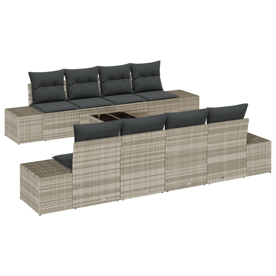 7-Delig Tuinbank Set Met Kussens Lichtgrijs Poly Rattan