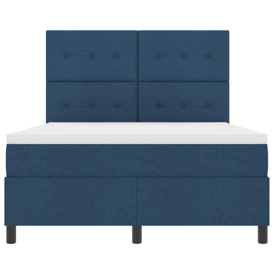 Box Spring Bed Met Matras Stof Blauw 160 x 200 cm Knoopgestikt