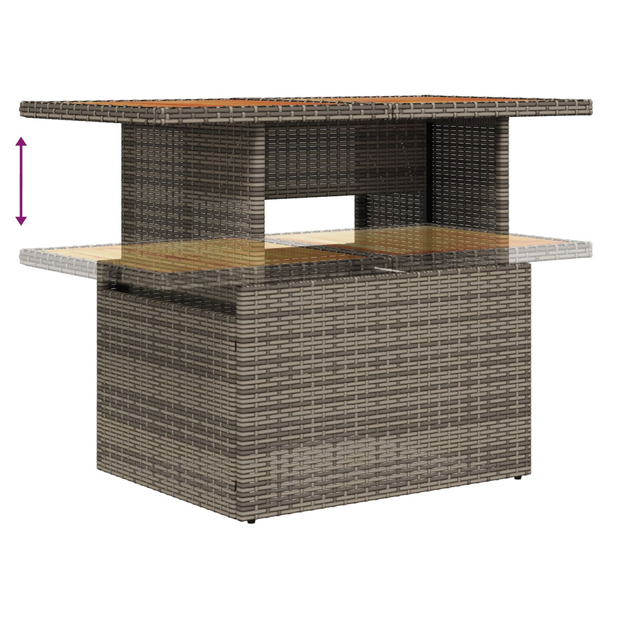 Tuinbank Set Set Van 7 Beige, Grijs, Bruin Rattan, Polyester, Staal