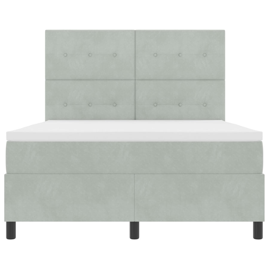 Boxspringbed Met Matras Lichtgrijs 160X200 Cm Fluweel Blauw