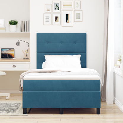 Boxspringbed Met Matras Donkerblauw 120X200 Cm Fluweel Blauw