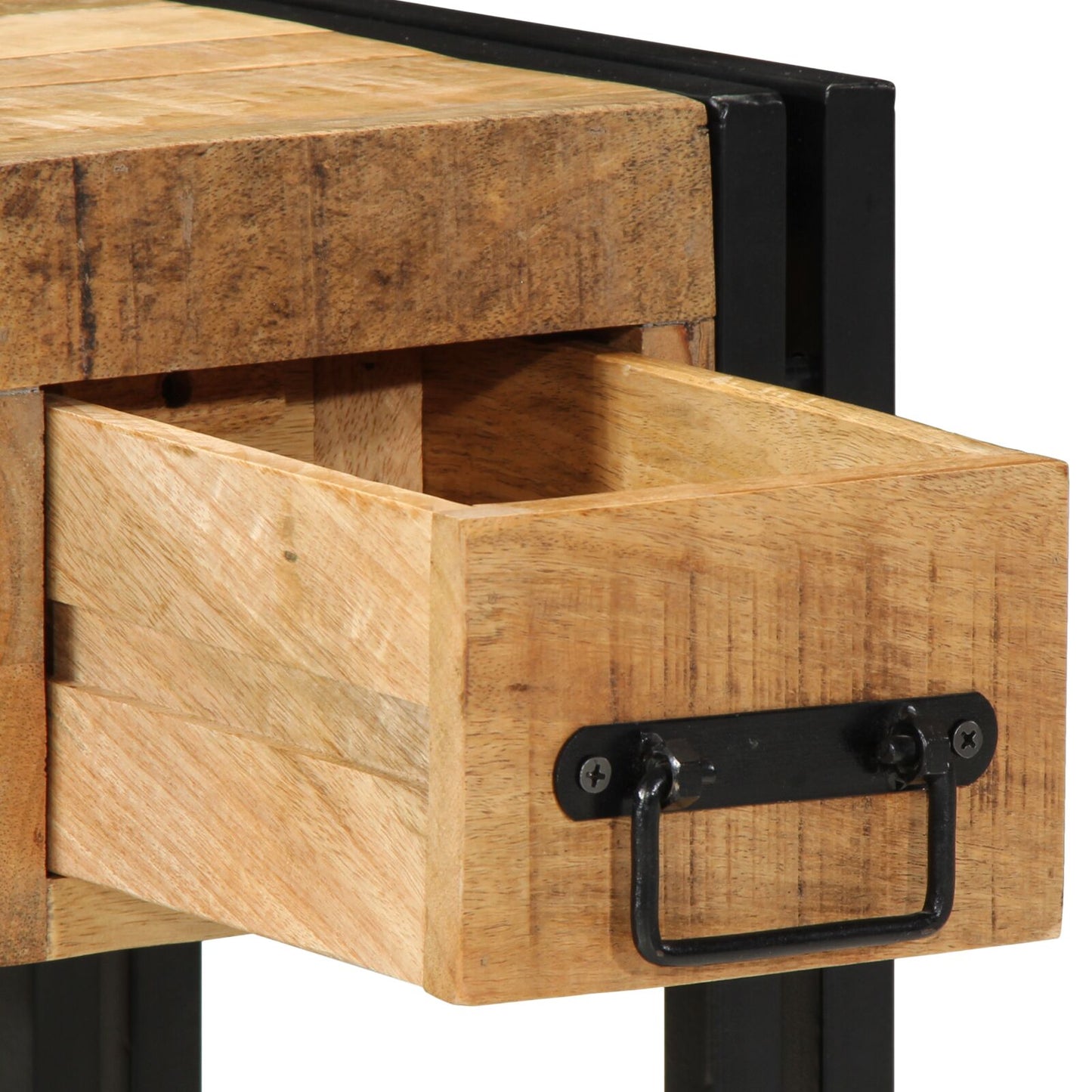 Bijzettafel Met Lade Zwart Massief Mangohout 30 x 30 x 40 cm Massief ruw mangohout
