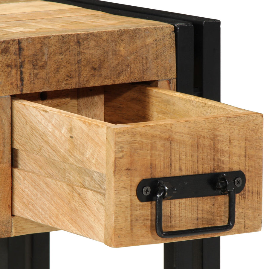 Bijzettafel Met Lade Zwart Massief Mangohout 30 x 30 x 40 cm Massief ruw mangohout